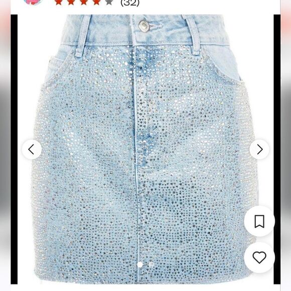 Topshop Dresses & Skirts - NWT Moto Sz 12 denim skirt, rhinestones, bling, embellished